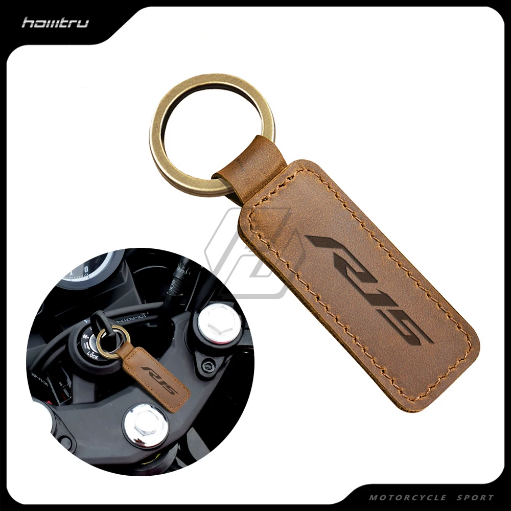 

Motorcycle Cowhide Keychain Key Ring Case for Yamaha YZF-R15 R15 Motorbike Key