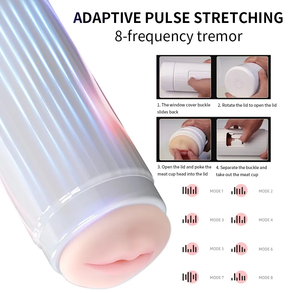 Automatic Telescopic Wearable Masturbator For Men Adjustable Articulate Arm Penis Massager TPE Vagina Pocket Pussy Sucking Toys