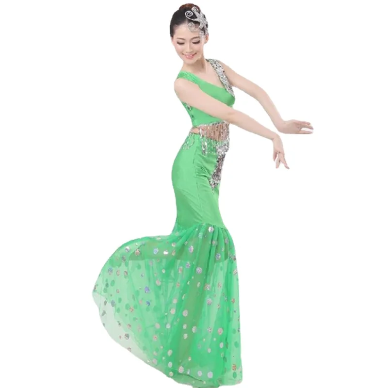 New Dai Peacock Dance Costumes Dance Costumes Female Fishtail Skirt Package Hip Long Section of National Costumes 003