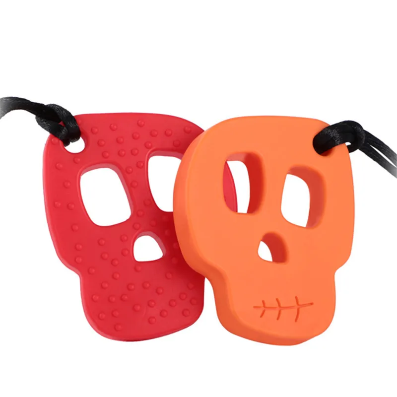 Collar de silicona para bebé, mordedor de Calavera, juguete Chewelry sensorial, herramienta de terapia de autismo, necesidades especiales, TDAH,