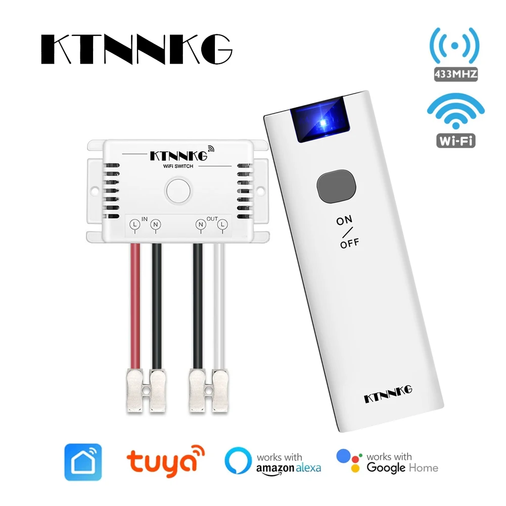 TUYA App AV110V 220V Wireless Universal WIFI Or Remote Control Switch, Timing, Voice Control, With wall-mounted 200M RF433MHz