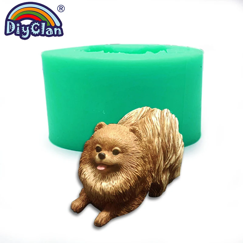 3D Dog Shape Silicone Clay Molds Big Size Chihuahua Pomeranian Shih Tzu Gypsum Animal Candle Mould For Cake Topper Baking Tools