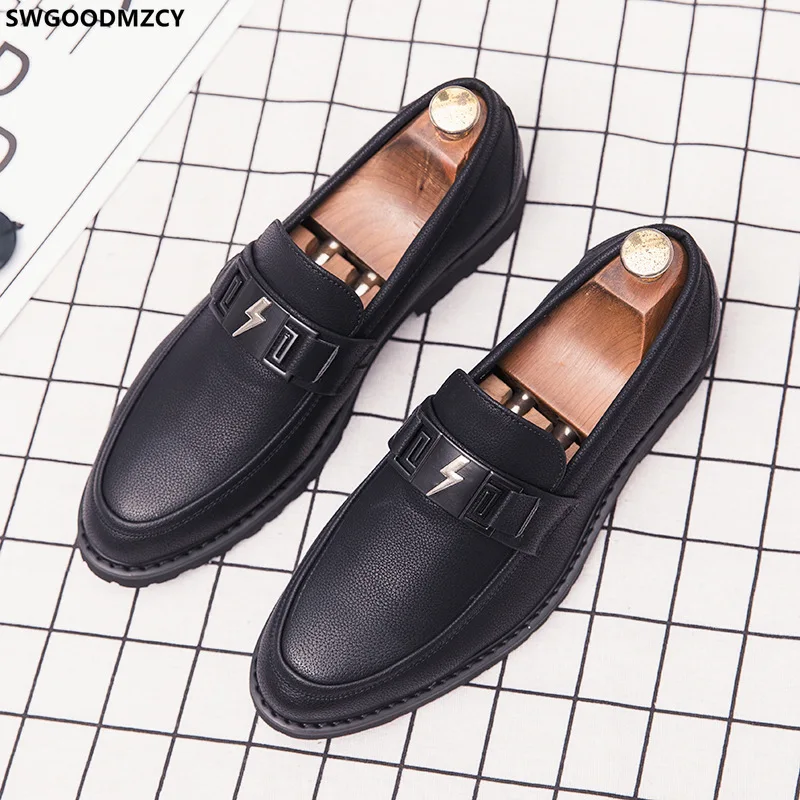 Black Extra Large Leather Loafers Men Dress Shoes Italian Formal Shoes Mens Cover Shoes for Men 2024 Zapatos Hombre Elegante