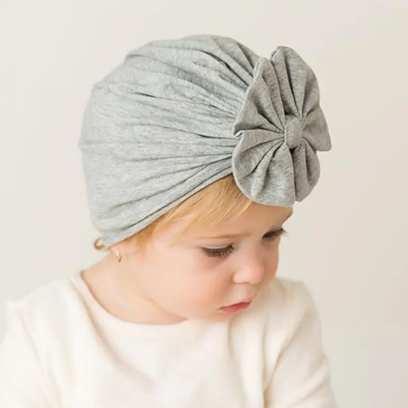 Soft Baby Girls Hat Children Kids Bowknot Turban Cap Newborn Spring Autumn Beanie Infant Toddlers