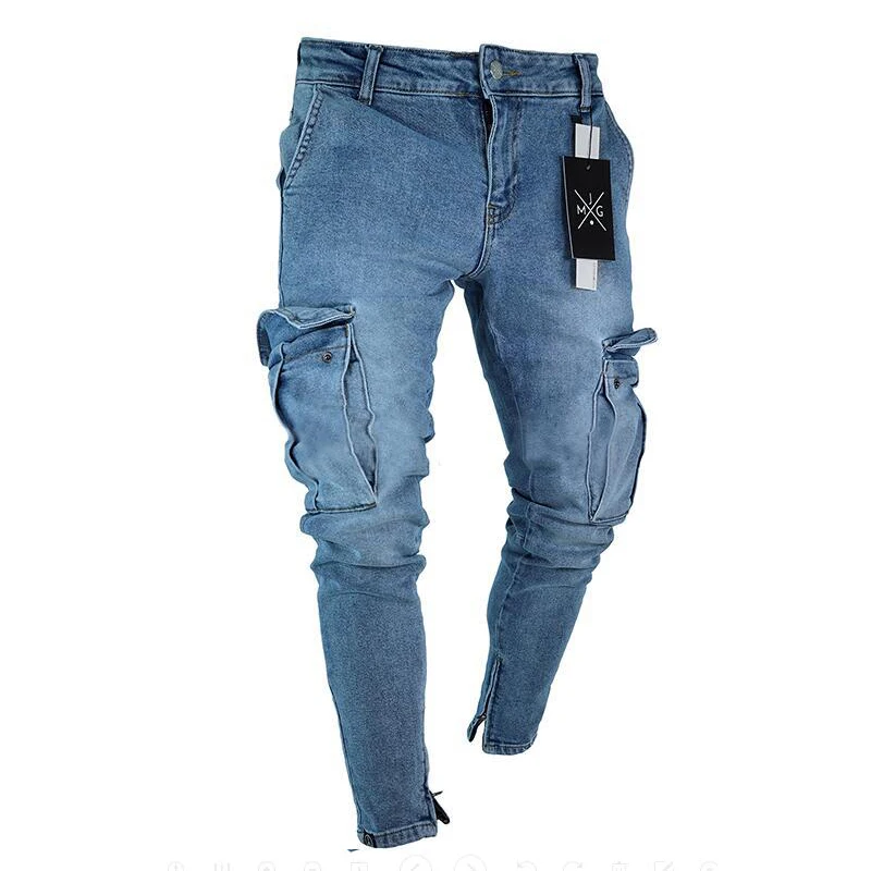 Đầm Jeans Denim Túi Bút Chì Hàng Hóa Quần MÙA HÈ THU Mỏng Slim Thường Phù Hợp Với Quần Jeans Nam Độ Đàn Hồi Co Giãn Quần Nam