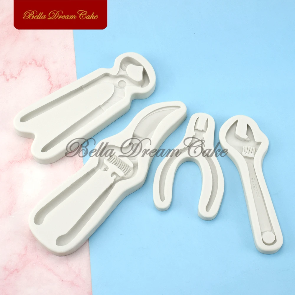 4 Styles Household Tool Wrench Pliers Silicone Mold Fondant Chocolate Candy Moulds DIY Clay Molds Cake Decoration Tools Bakeware