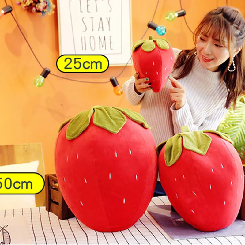 Creative Plush Toy Simulation Strawberry Soft Cotton Cute Fruit Pillow Cushion Stuffed Toys Gifts For Kids Girls