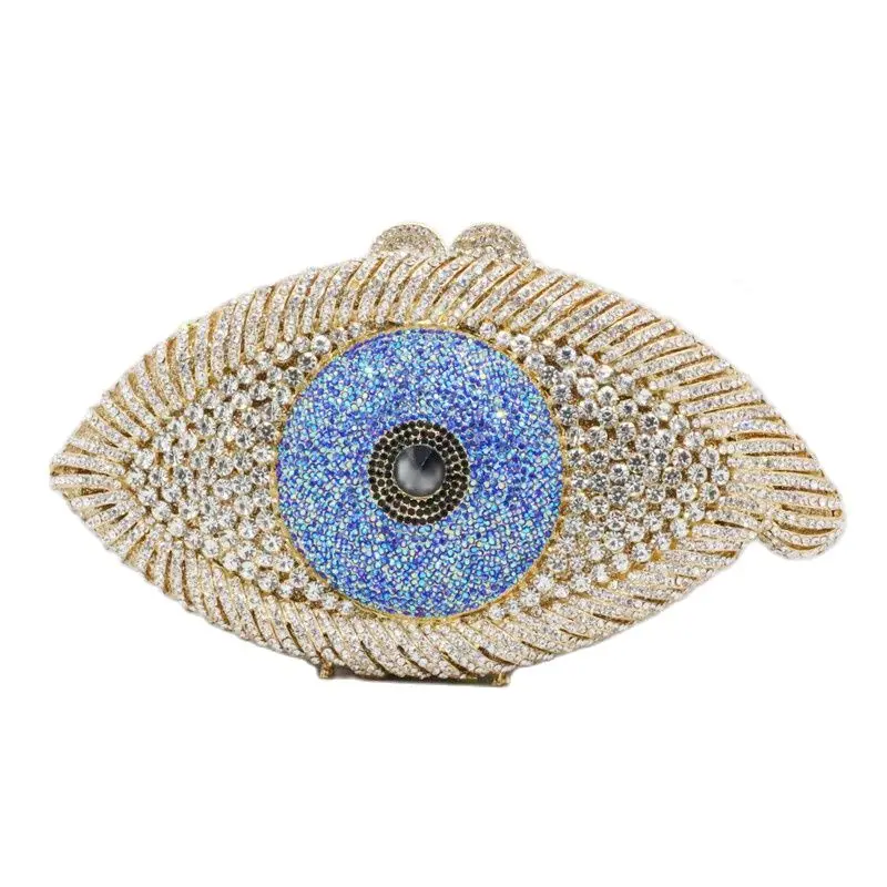 New Fashion Eye Shape Rhinestone Clutch Handbag Luxury Bling Purse Women Crystal Evening Bags Banquet Pochette