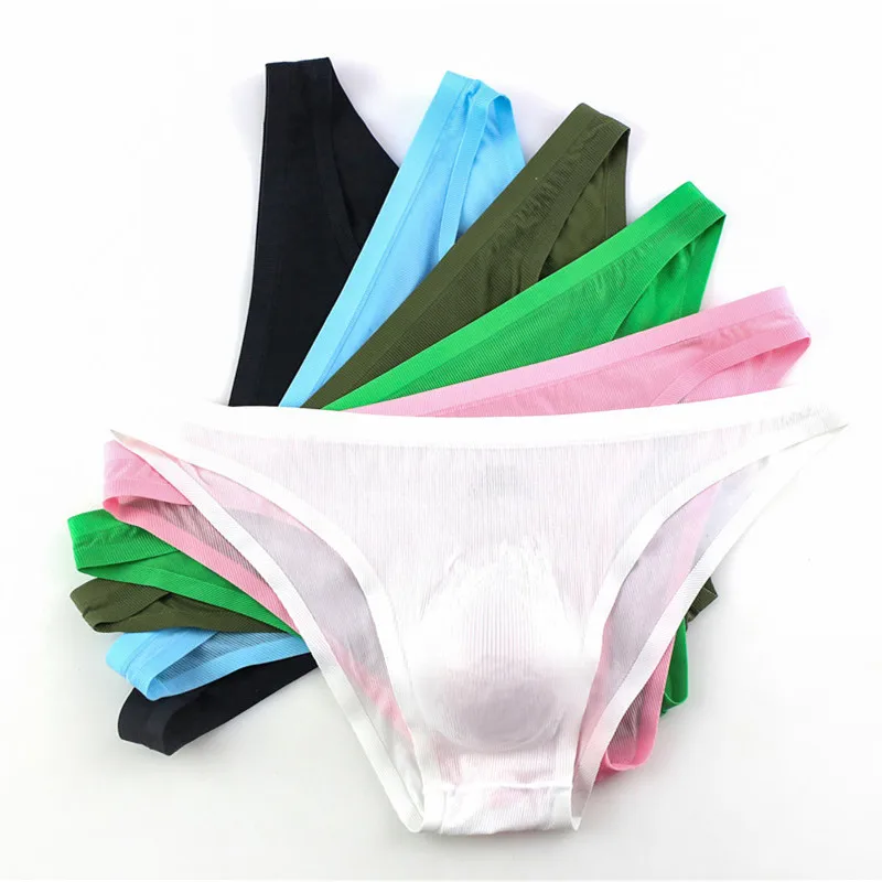 

6PCS Men's Underwear Ice Silky Briefs Summer Ice Transparent Low Waist Sexy Panties Gay Seamless Silkly Transparent Pants Briefs