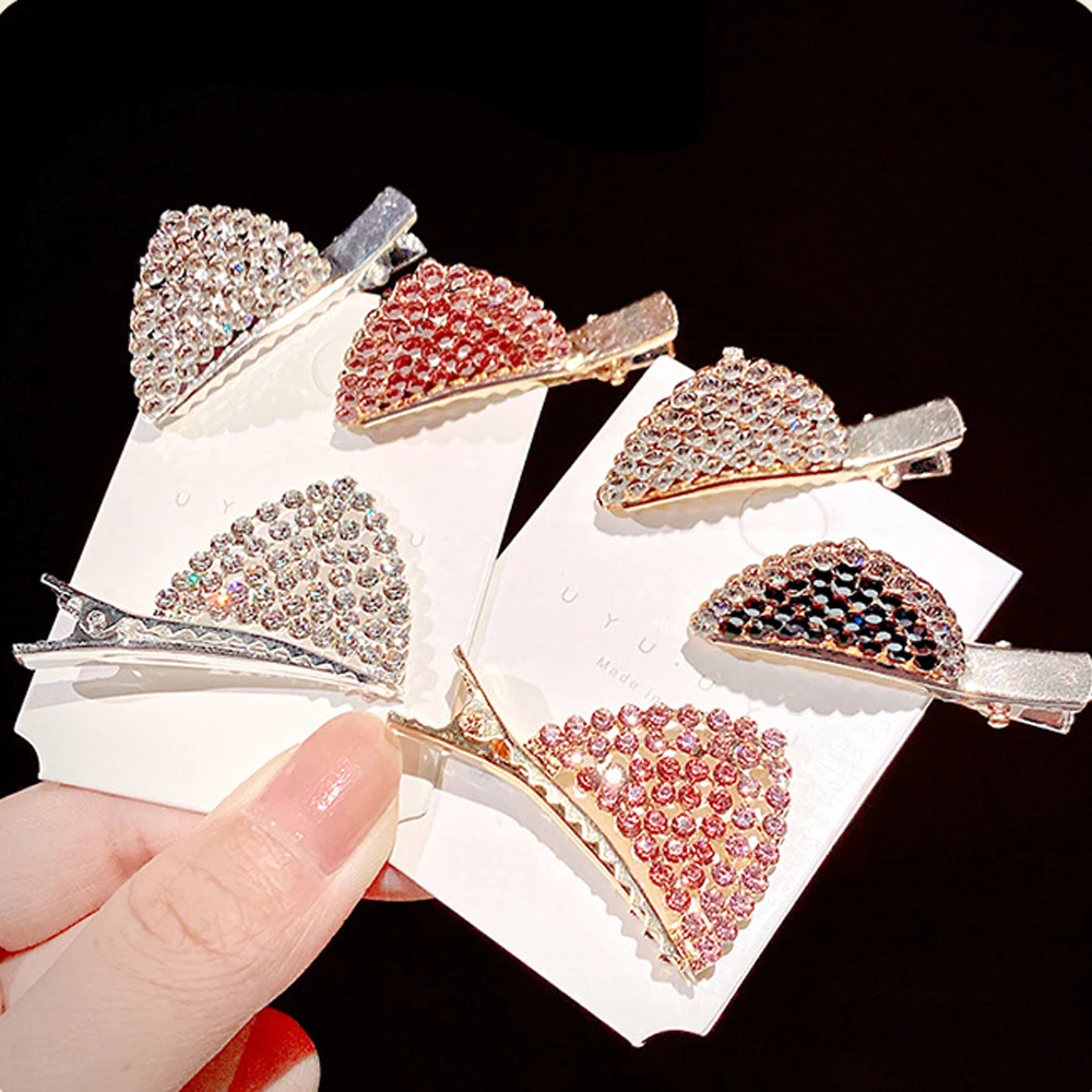 

Princess Korean Cute Girls Shiny Crystal Barrettes Duckbill Clip Cat Ears Hair Clips Hair Accessories