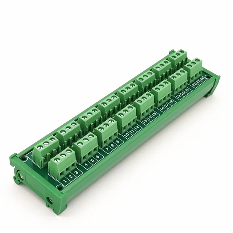 WELL LONG DIN Rail Mount Green Terminal  24A/400V 8x3Position Screw Terminal Block Distribution Module.