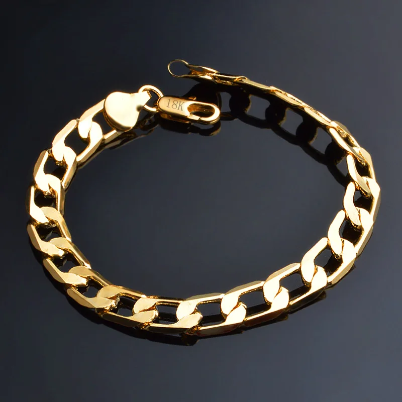 wholesale Noble fashion silver color Gold color 8MM men Women Bracelet charm Elegant chain high quality jewelry H200