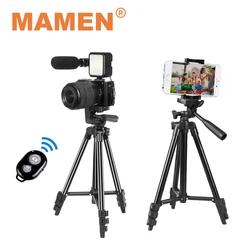 MAMEN 3120 Portable Aluminum Alloy Tripod Vlogging Kits With Video Fill Light For Xiaomi HUAWEI Phone Camera Universal Tripod