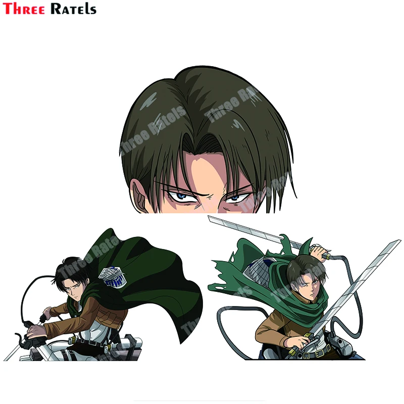 Three Ratels B362 Anime juego capitán Levi ataque en Titán pegatinas para Passat B6 etiqueta engomada del coche Auto calcomanías Material de vinilo