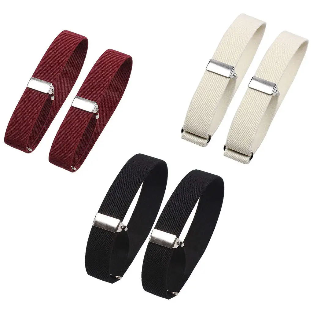 2x โลหะผู้ถือแขน Elasticated Armbands ไม่ลื่นปรับแขนเสื้อ Garters Suspenders Sleeves สำหรับผู้หญิงผู้ชาย