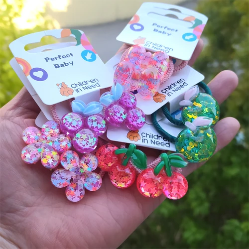 2 uds lindo estrella flor uva tocado de princesa niños bandas elásticas para el cabello dibujos animados tocado de bebé cuerdas para niños accesorios para niñas