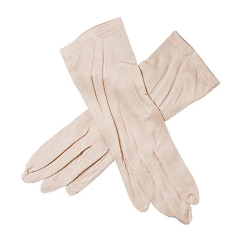 Guantes de seda 100% Natural para mujer, manoplas finas con protección solar UV, transpirables, hidratantes, con pantalla táctil, para conducir, L36L