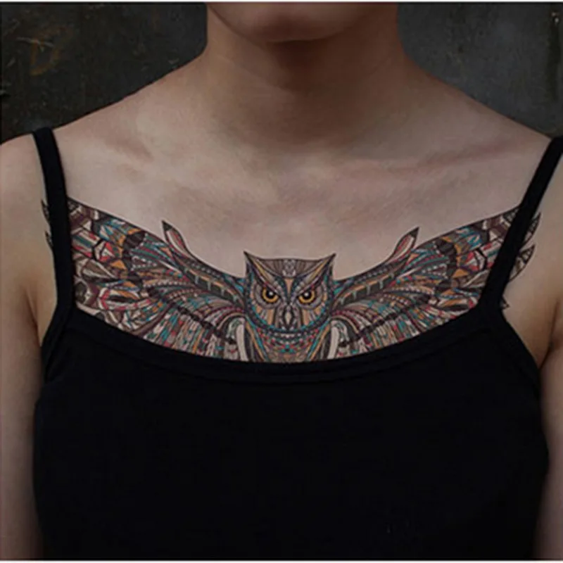 Large Tattoos Fake Temporary Body Art Stickers for Men Women Teens, 3D Realistic Girls Chest Temporary Tattoos（1sheet）