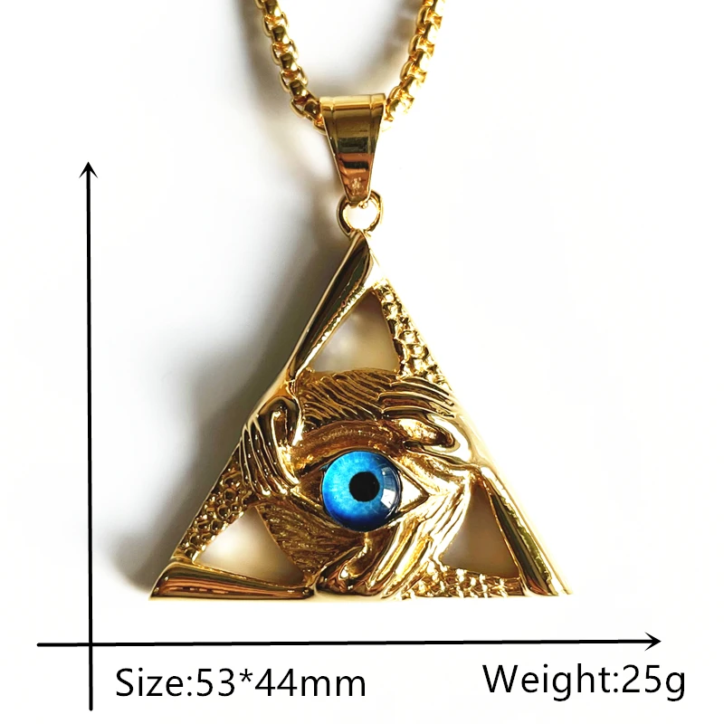 New arrival Eye Of Providence stainless steel Triangle Pendant Necklace For Men Illuminati The Third Eye Jewelry