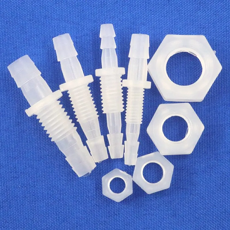 5~200pcs M6~M10 PP Pipe Connectors Aquarium Accessories Fish Tank Adapter Barbed Joints Bulkhead Union Air Pump Hose Connector