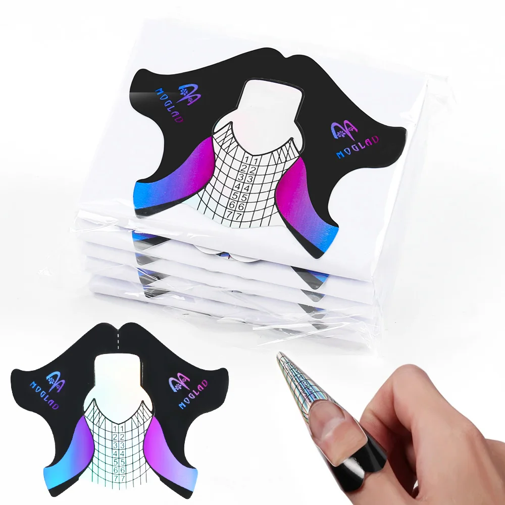 

100Pcs Fish Shape Nail Forms Acrylic DIY Tips Extension Professional Nails System Builder Mold Design Nail Form