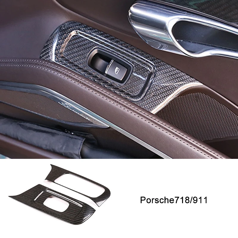 

Real Carbon Fiber Car Window Button Decoration Frame Glass Lift Button Protective Shell For Porsche 718/911 Accessories Interior