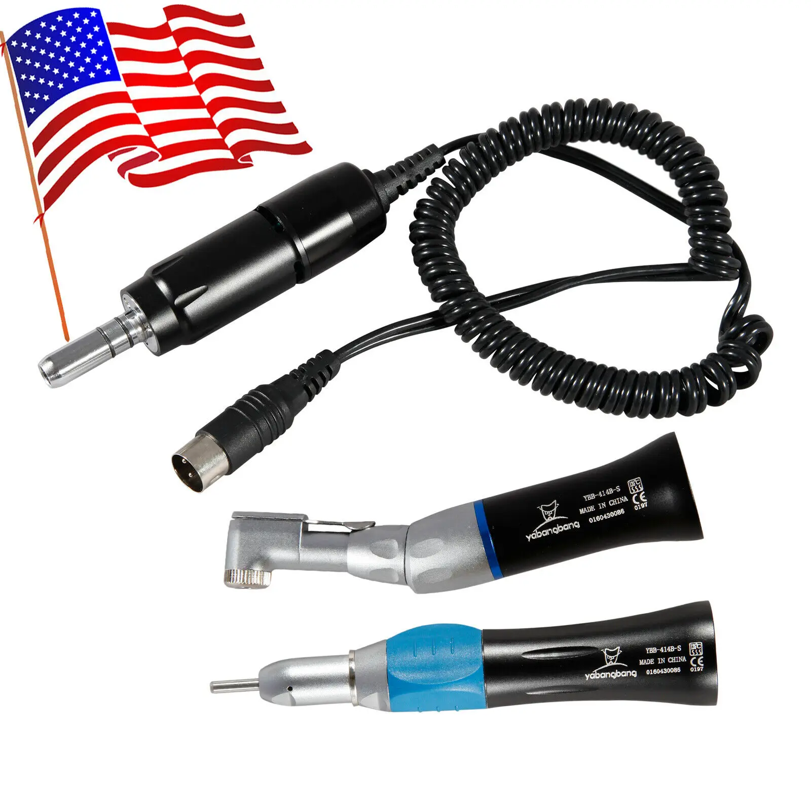 

Dental Electric Micromotor 35K RPM Motor + Contra Angle Straight Handpiece Black