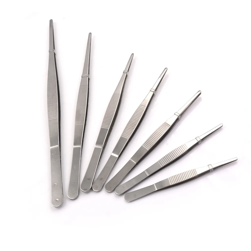 1pc 12.5cm/14cm/16cm/18cm/20cm/25cm/30cm New Stainless Steel Industrial Tweezers Repair Tools Hot Selling