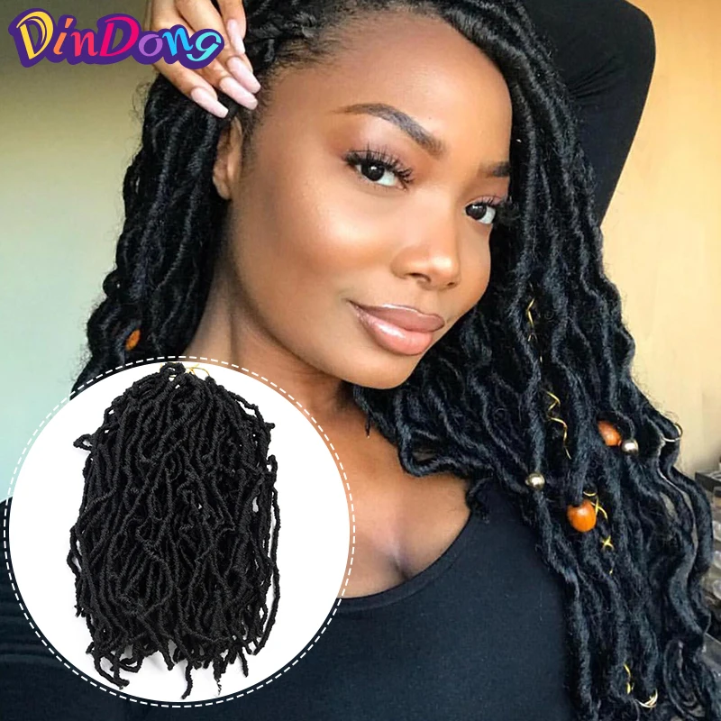 

DinDong Goddess Faux Locs Hair Extension 18 Inch Curly Nu Locs Crochet Hair Braids 21 Strands/pack Bobbi Boss Nu Locs Braid