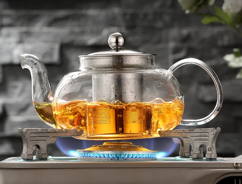 High quality Teapot Heat Resistant Glass Pot Flower Tea Set Kettle Coffee Tea Pot Drinkware Set Stainless Steel Strainer Tea pot