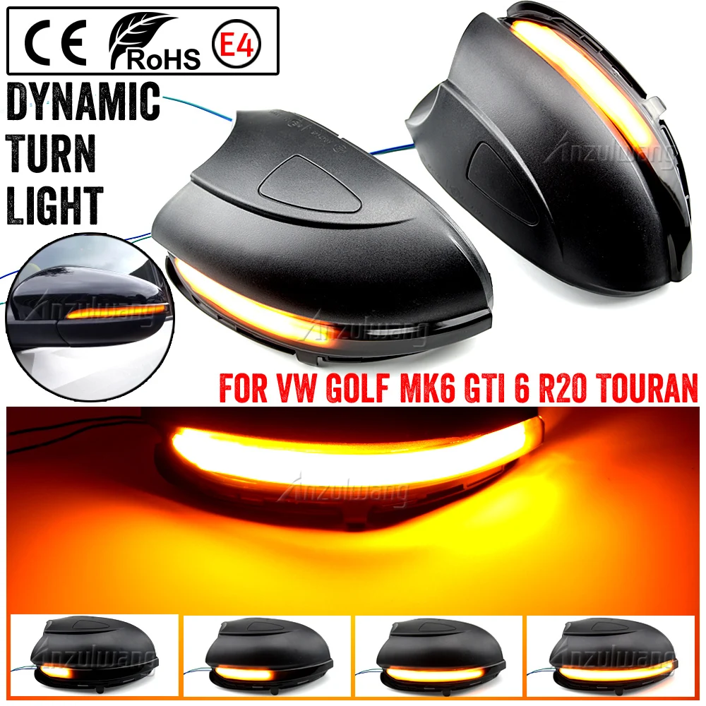 Turn signal LED dynamic side mirror flashing indicator light sequentially For VW Volkswagen Golf 6 MK6 GTI R20 2008-2014