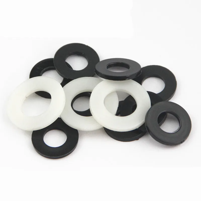 100pcs M1.5 M2 M2.5 M3 M4 M5 M6 M8 M10 M12 White Black Plastic Nylon Flat Washer Plane Spacer Insulation Gasket Ring For Screw