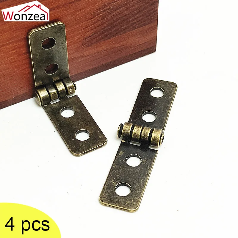 4pcs Antique Bronze Frame Balcony Window Hinges 4 Holes Cabinet Door Luggage Rectangle Furniture Decor Jewelry Box 58*13mm