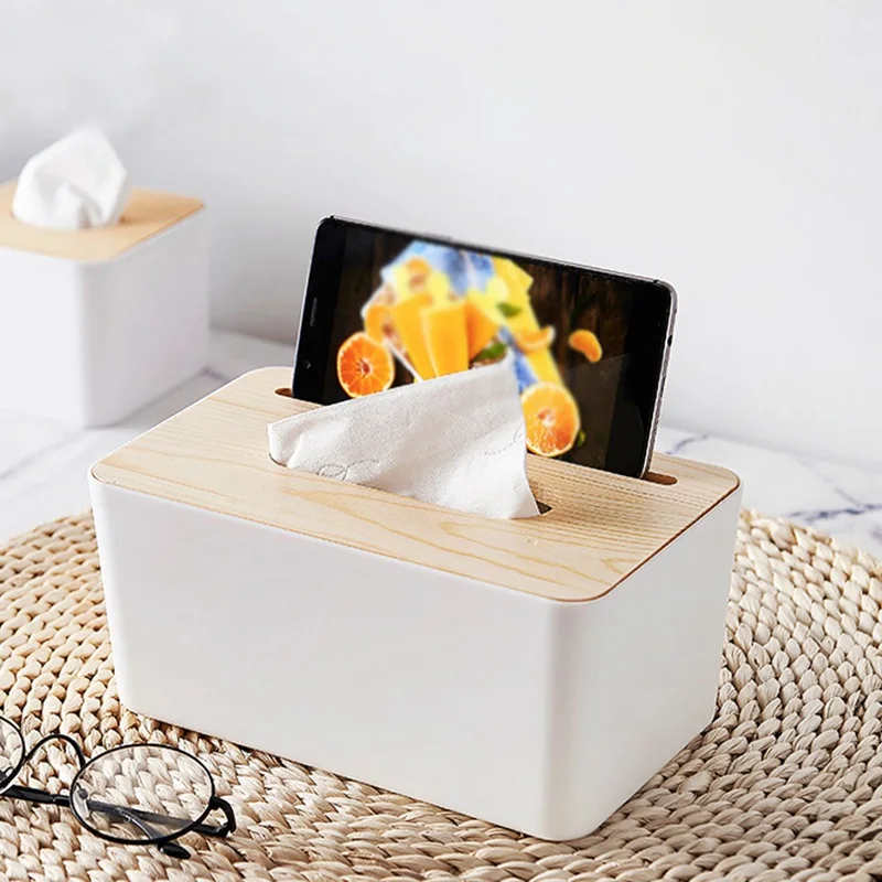 Household Wooden Tissue Boxes Daily Kitchen Organization Napkin Paper Box Simple Useful Home Storage Organization Supplies