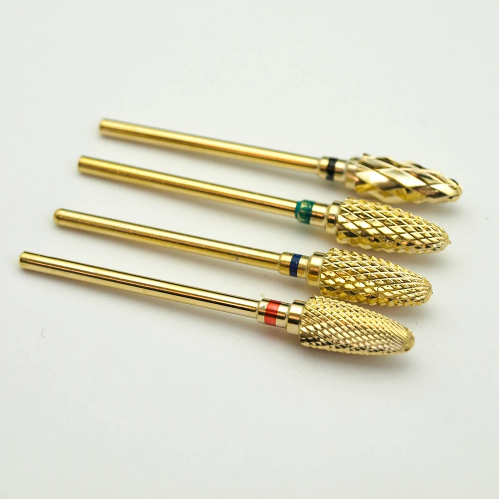 New! Gold Pro.Carbide nail drill bit electric Quality nail file drill bit coarse carbide drill 3/32\'\' high quality Nail file