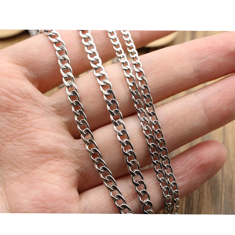 5meters/lot 3 4 5 6 7 8 9 mm Width Stainless Steel Bulk Chain Figaro Link Chain Necklaces For Men DIY Jewelry Making Accessories