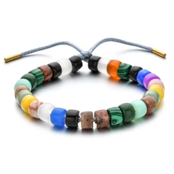 Bracciali intrecciati a mano in pietra naturale di pizzo semplice stile Boho per uomo donna gioielli braccialetto di Chakra elasticizzato con perline di Design di lusso