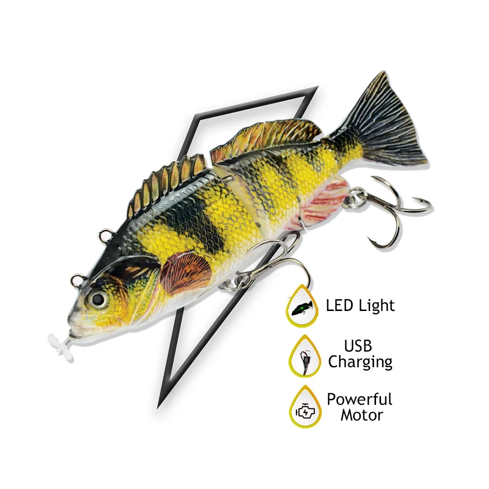 Robotic Multi Jointed Bait Electric Lure Bass Wobblers Led Light For 4 Segement Fishing Swimbait Artificial Hard Rechargeable