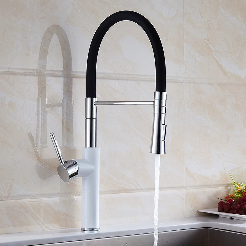 

MTTUZK White kitchen faucet 360 ronating blackend sink tap cold and hot kitchen mixer Tap Brushed Nickel kitchen Faucet