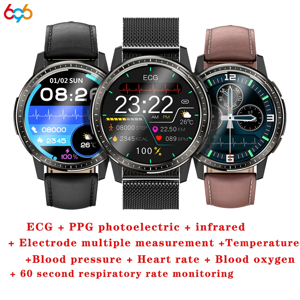 

New Smart Watch True Blood Oxygen ECG Heart Rate Blood Pressure Temperature Respiratory Rate Test Man Woman Fitness Smartwatch