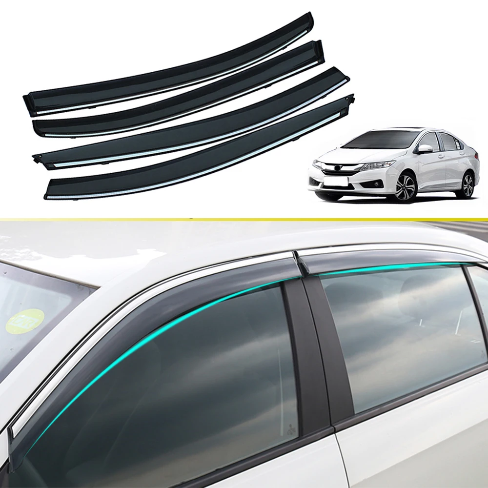 For Honda City Greiz Gienia 2015 2016 2017 2018 Car Styling Smoke Window Sun Rain exterior visor Deflector Guard Accessorie 4PC