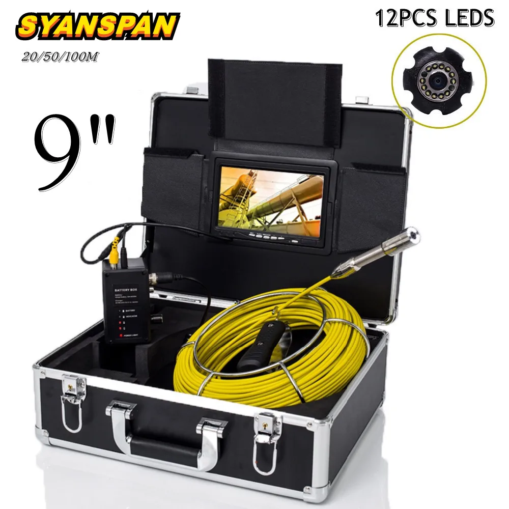 

SYANSPAN 20/50/100M Pipe Inspection Snake Camera 9inch Monitor 23MM Waterproof Drain Duct Pipeline Endoscope Sewer Camera