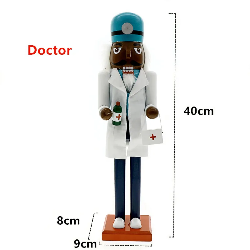 Christmas Decor Crafts Nutcrackers MYLBUE 40CM Original Wood Doctor And Chef Statues Sculptures For Home Room Deocration