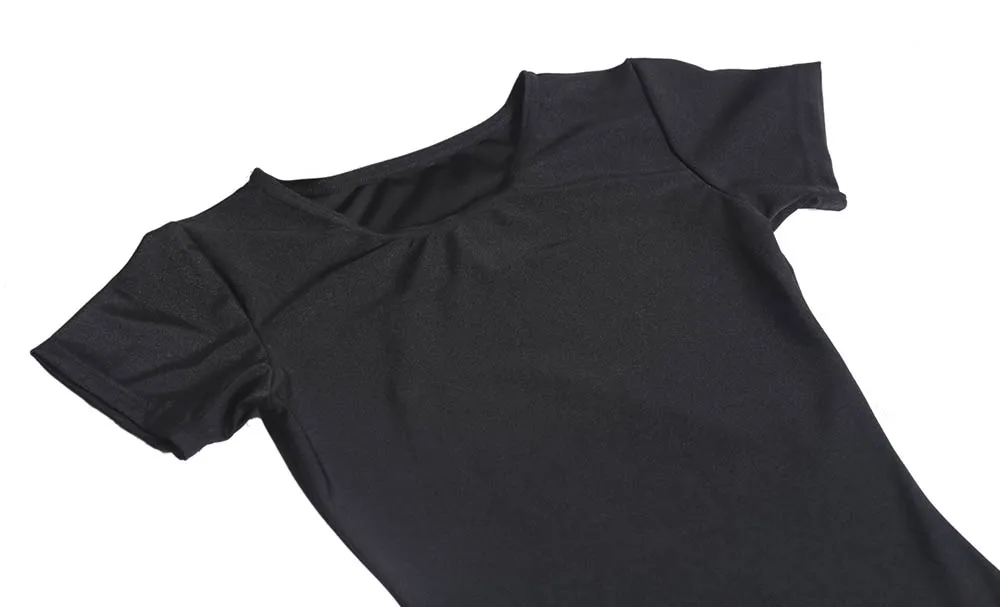 Adult Men One Piece Unitard Nylon Spandex Ballet Short Sleeve Jumpsuit Dance Costumes Bodysuit Scoop Neck Footless Gymnastic