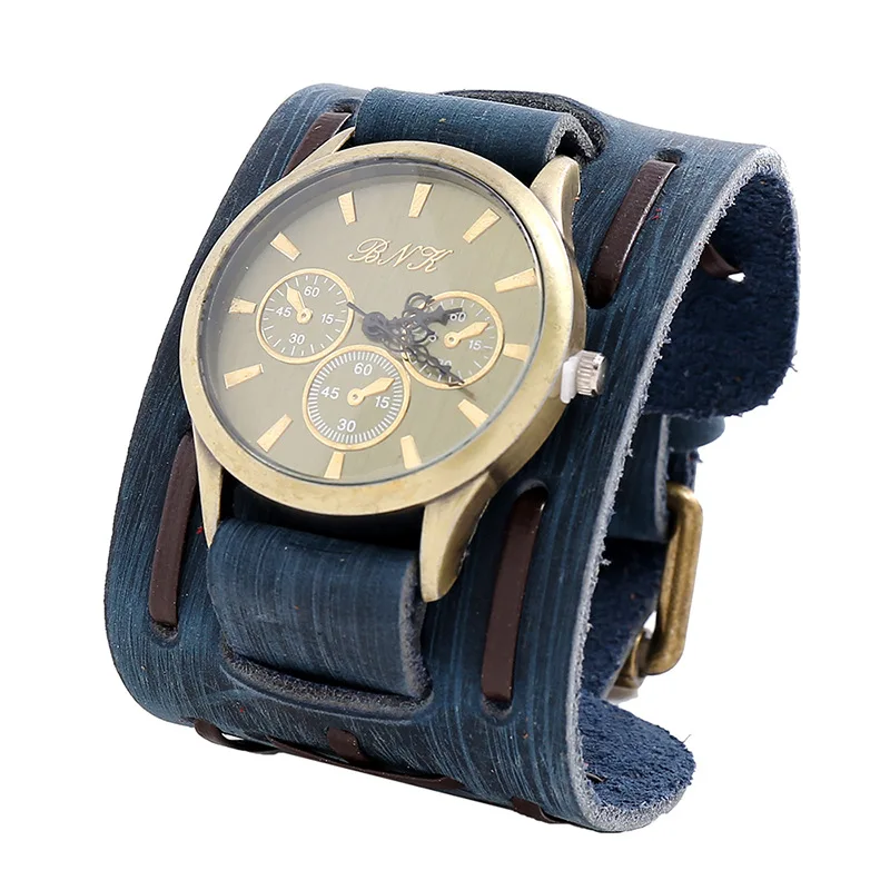 Men's Punk Retro Decorative Wide Strap Watch