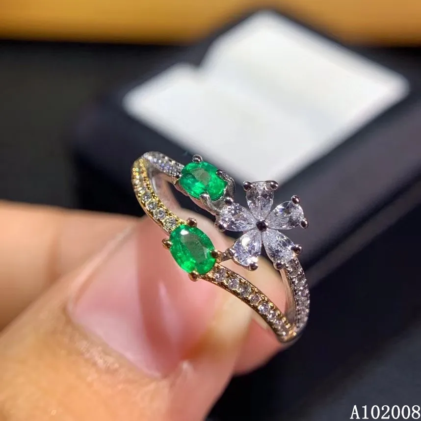 KJJEAXCMY fine jewelry 925 sterling silver inlaid natural emerald ring new female classic gemstone ring elegant support test