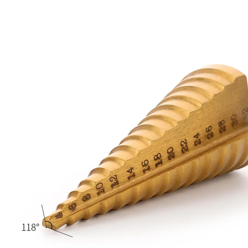 UCHEER 4-12/4-20/4-32 Step Drill Bit Hss Cobalt Titanium Coating Triangle Drill Spiral Groove Drilling Tool Aluminum Hole Cutter