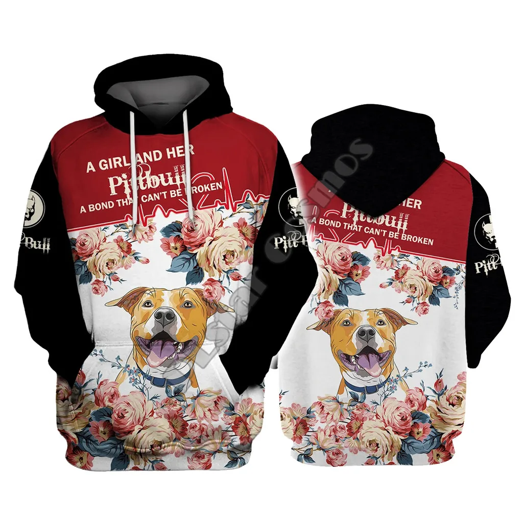 Pittbull A Girl And Her A Bond That 3D Hoodies Printed Pullover Men For Women Funny Sweatshirts Christmas Sweater