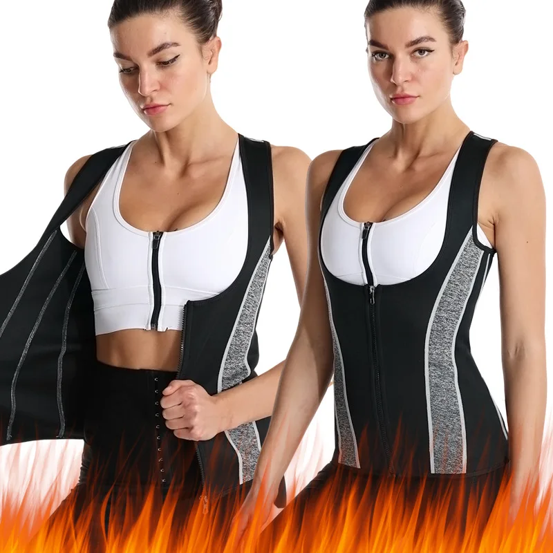 

Women Neoprene Body Shaper Slimming Waist Trainer Zipper Cincher Corset Vest Workout Push Up Sauna Sweat Tank Top Shapewear