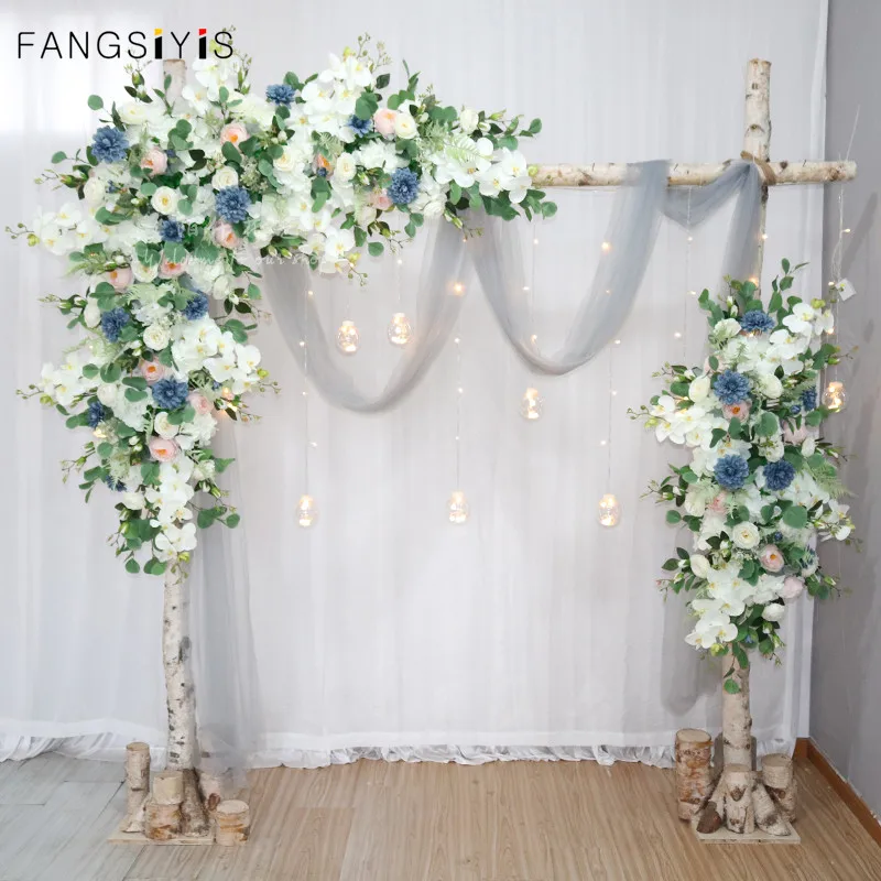 Arch Layout Artificial Triangle Flower Row Hanging Corner Flower Set Wedding Backgdrop Wall Decor Outdoor Party Display Custom